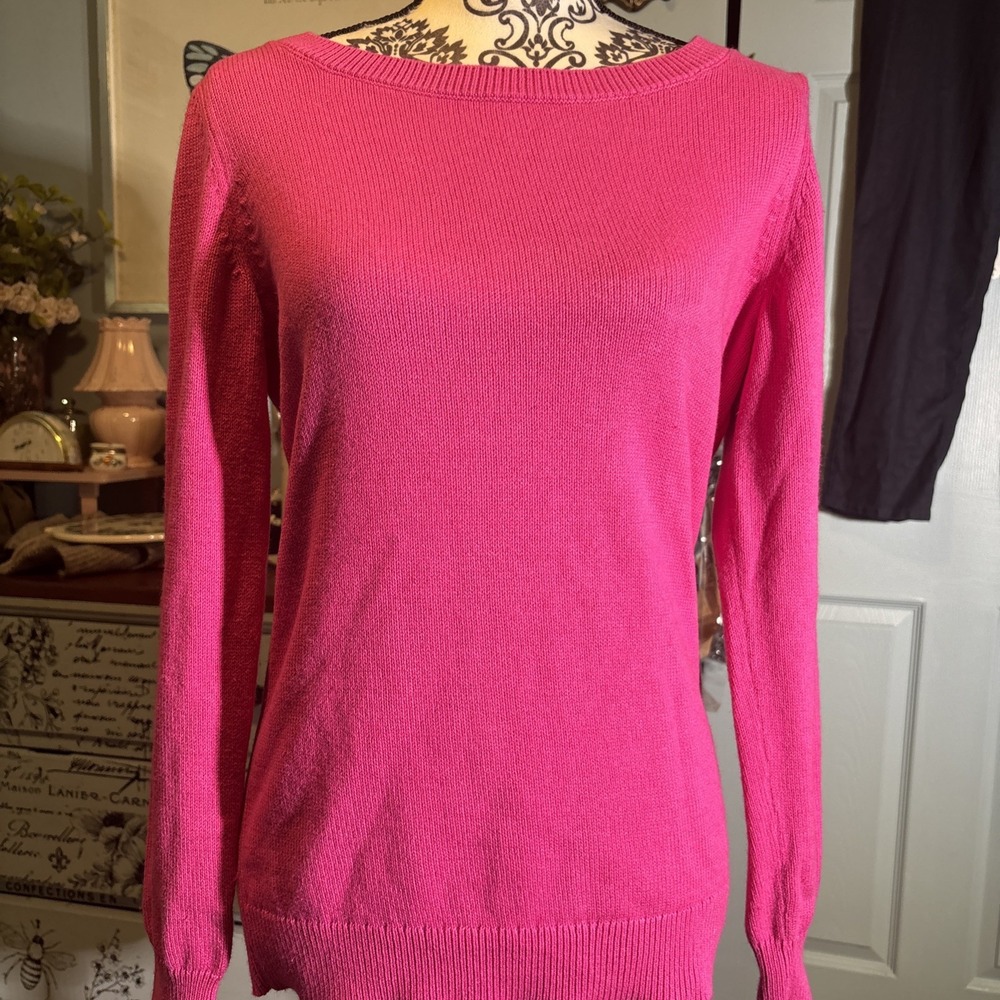Banana Republic Angora Blend Pink Sweater Sz Medium. Sequined Elbow‎ Patches